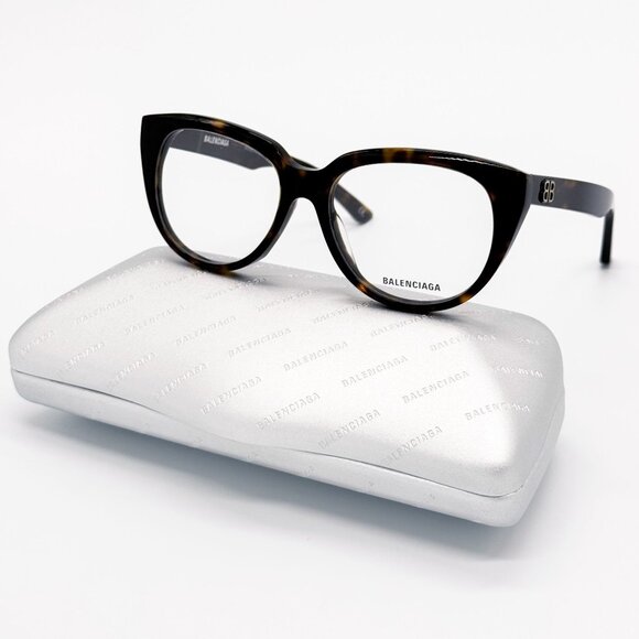 NEW BALENCIAGA EYEGLASSES BB0131O 005 ROUND OVAL DARK HAVANA WOMEN EYEWEAR BALEN - Picture 1 of 9